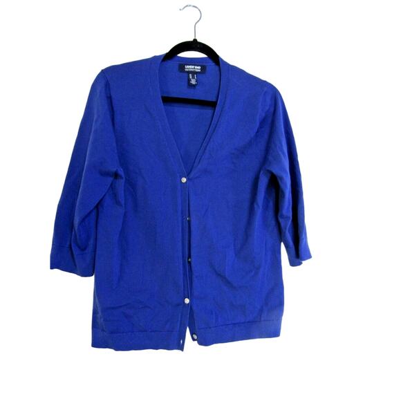 Lands'End Outfitters Women's Blue Button Knit Cardigan Sweater size M 3/4 S - Picture 1 of 6
